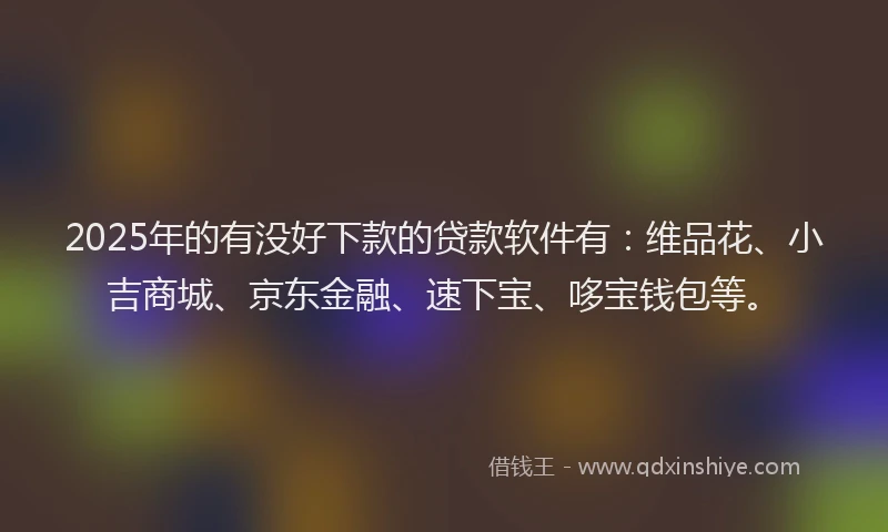 2025年的有没好下款的贷款软件有：维品花、小吉商城、京东金融、速下宝、哆宝钱包等。