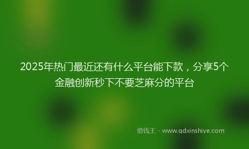 2025年热门最近还有什么平台能下款，分享5个金融创新秒下不要芝麻分的平台