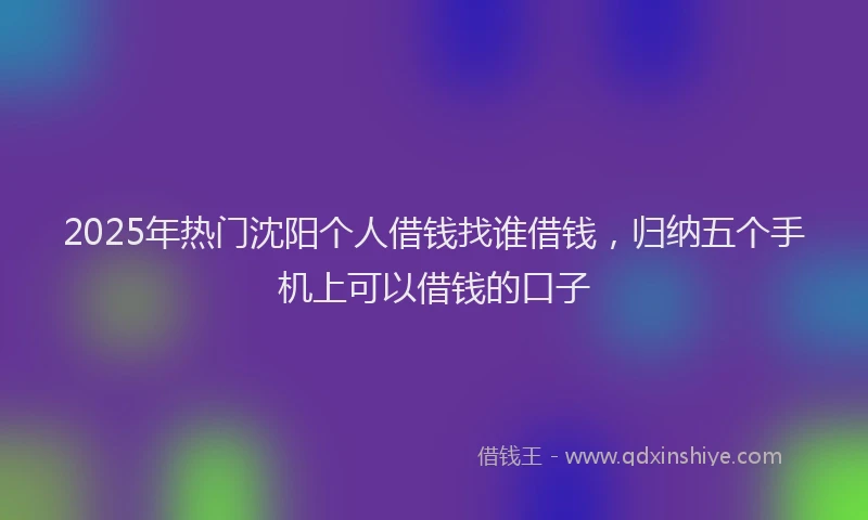 2025年热门沈阳个人借钱找谁借钱，归纳五个手机上可以借钱的口子