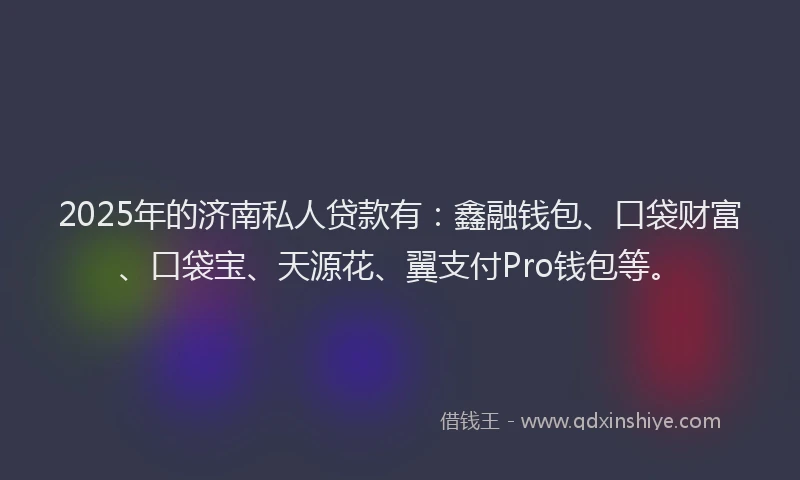 2025年的济南私人贷款有：鑫融钱包、口袋财富、口袋宝、天源花、翼支付Pro钱包等。