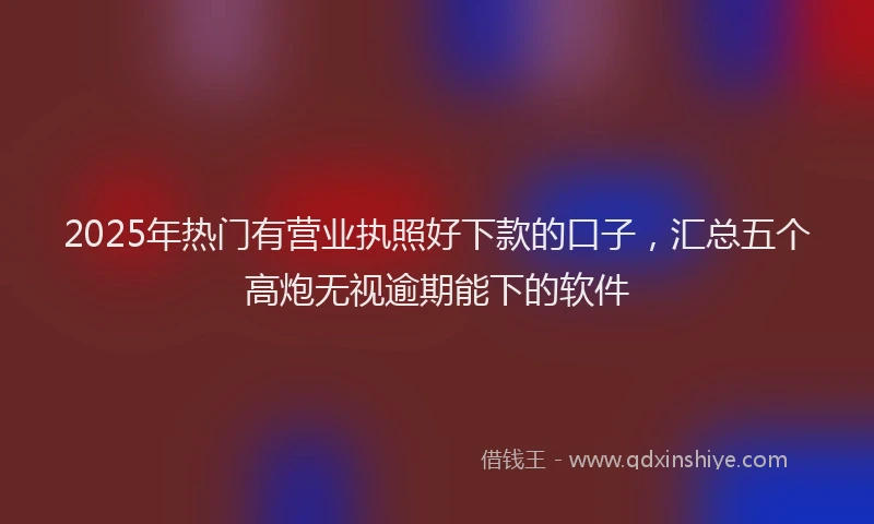 2025年热门有营业执照好下款的口子，汇总五个高炮无视逾期能下的软件