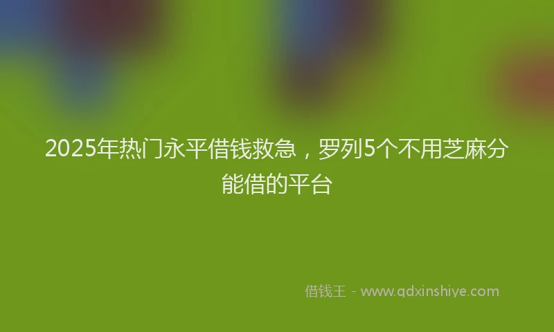 2025年热门永平借钱救急，罗列5个不用芝麻分能借的平台