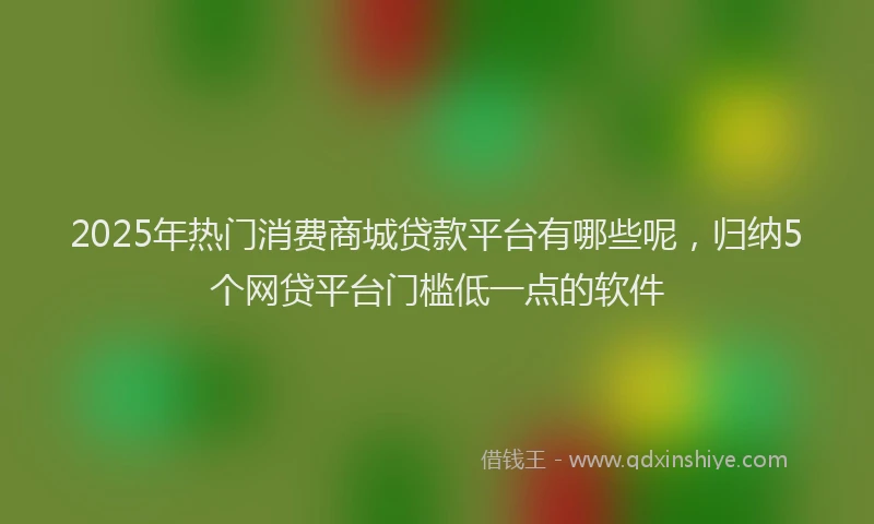 2025年热门消费商城贷款平台有哪些呢，归纳5个网贷平台门槛低一点的软件