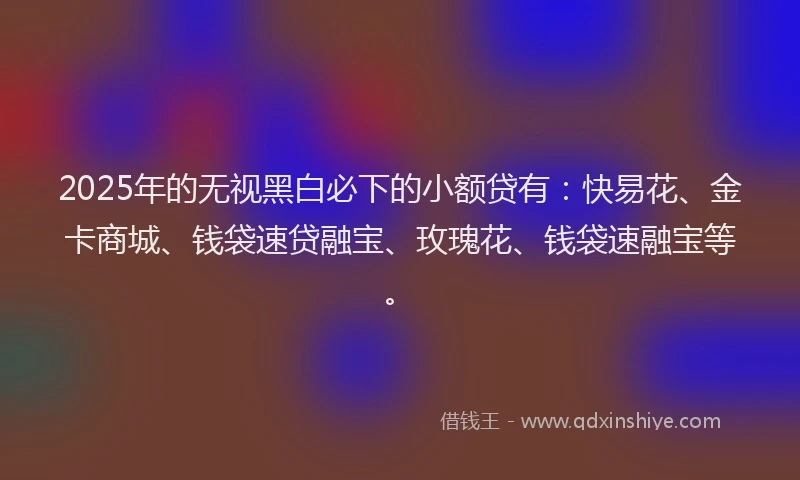 2025年的无视黑白必下的小额贷有：快易花、金卡商城、钱袋速贷融宝、玫瑰花、钱袋速融宝等。