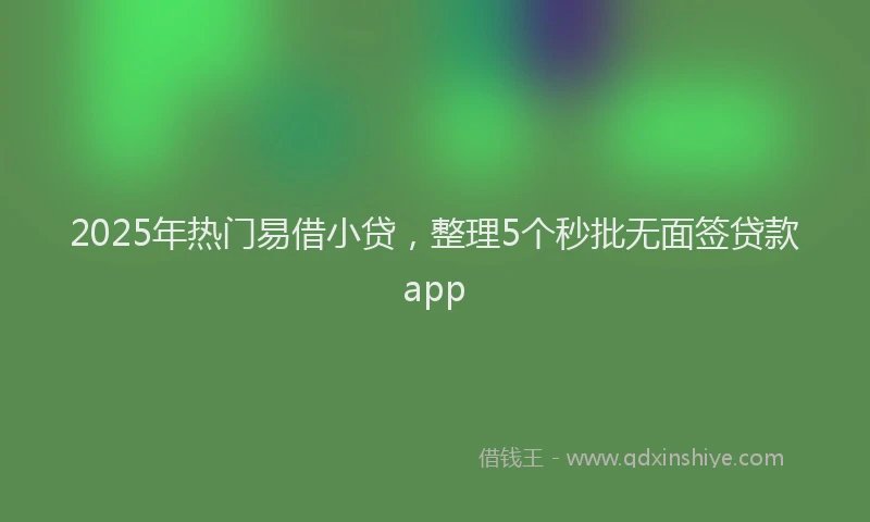 2025年热门易借小贷，整理5个秒批无面签贷款app