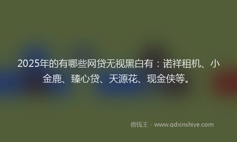 2025年的有哪些网贷无视黑白有：诺祥租机、小金鹿、臻心贷、天源花、现金侠等。