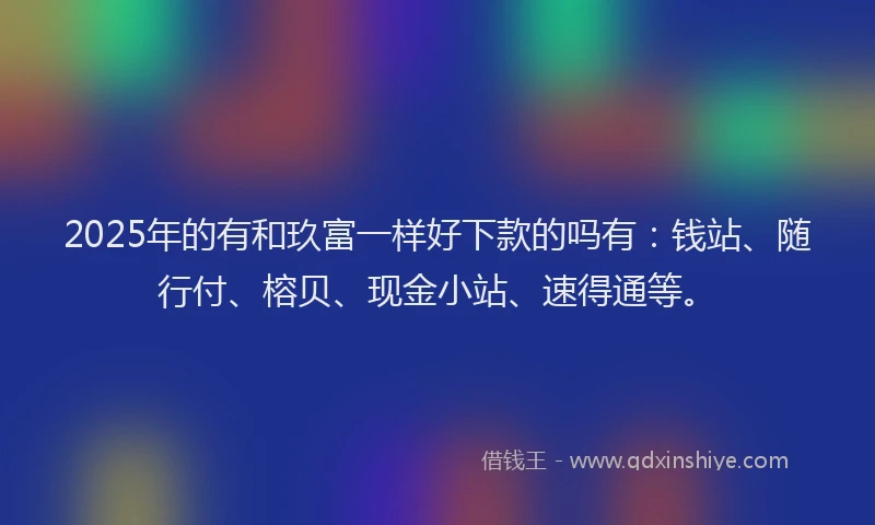2025年的有和玖富一样好下款的吗有：钱站、随行付、榕贝、现金小站、速得通等。