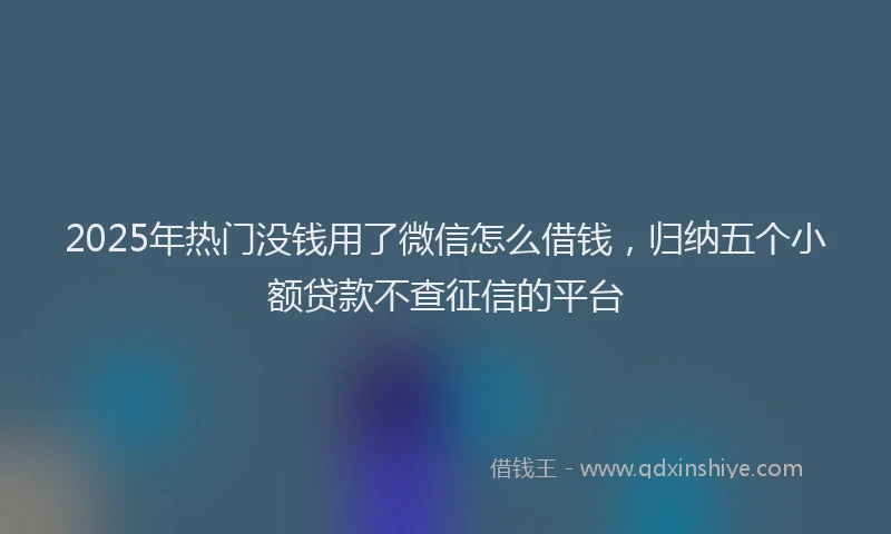 2025年热门没钱用了微信怎么借钱，归纳五个小额贷款不查征信的平台