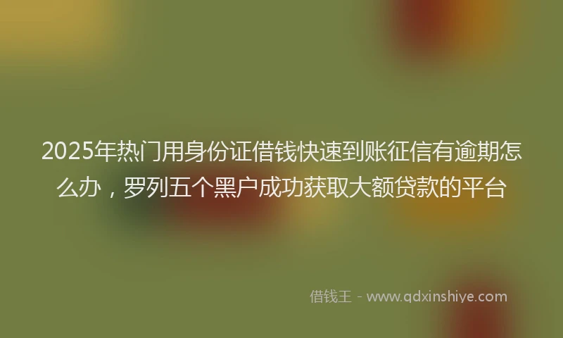 2025年热门用身份证借钱快速到账征信有逾期怎么办，罗列五个黑户成功获取大额贷款的平台