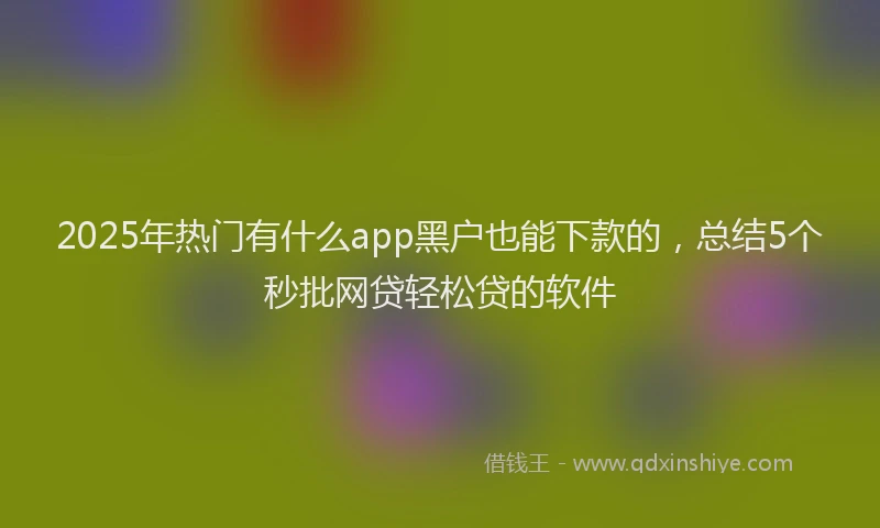 2025年热门有什么app黑户也能下款的，总结5个秒批网贷轻松贷的软件