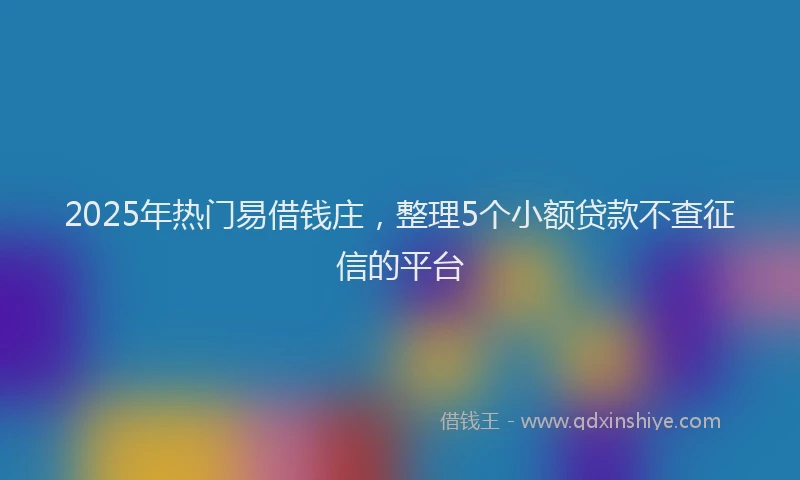 2025年热门易借钱庄，整理5个小额贷款不查征信的平台