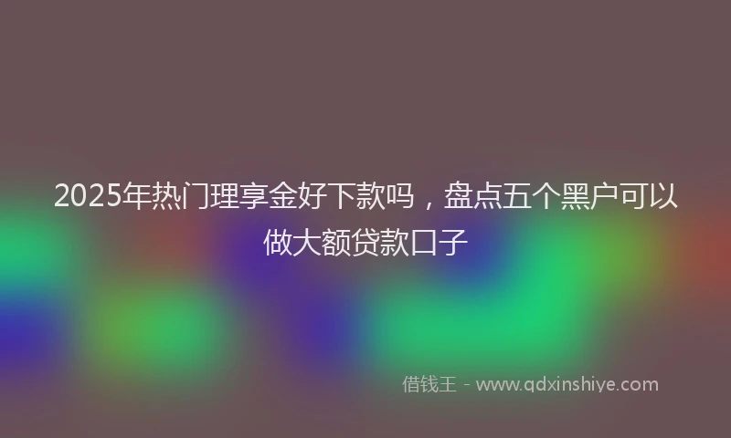 2025年热门理享金好下款吗，盘点五个黑户可以做大额贷款口子
