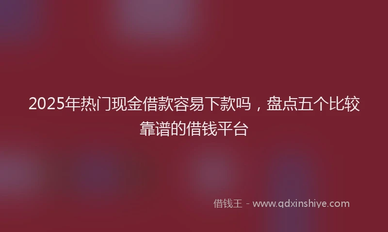 2025年热门现金借款容易下款吗，盘点五个比较靠谱的借钱平台