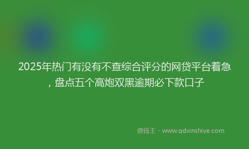 2025年热门有没有不查综合评分的网贷平台着急，盘点五个高炮双黑逾期必下款口子