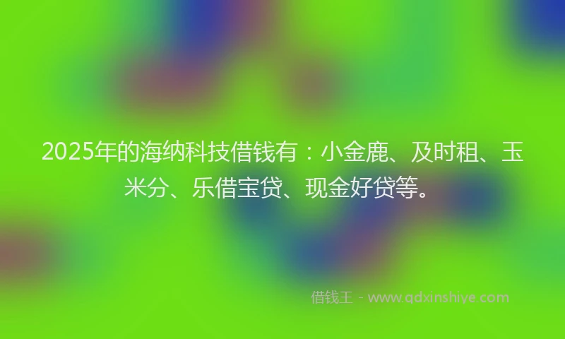 2025年的海纳科技借钱有：小金鹿、及时租、玉米分、乐借宝贷、现金好贷等。