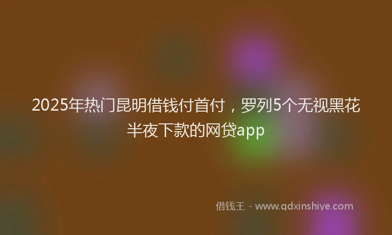 2025年热门昆明借钱付首付，罗列5个无视黑花半夜下款的网贷app