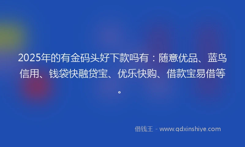 2025年的有金码头好下款吗有：随意优品、蓝鸟信用、钱袋快融贷宝、优乐快购、借款宝易借等。