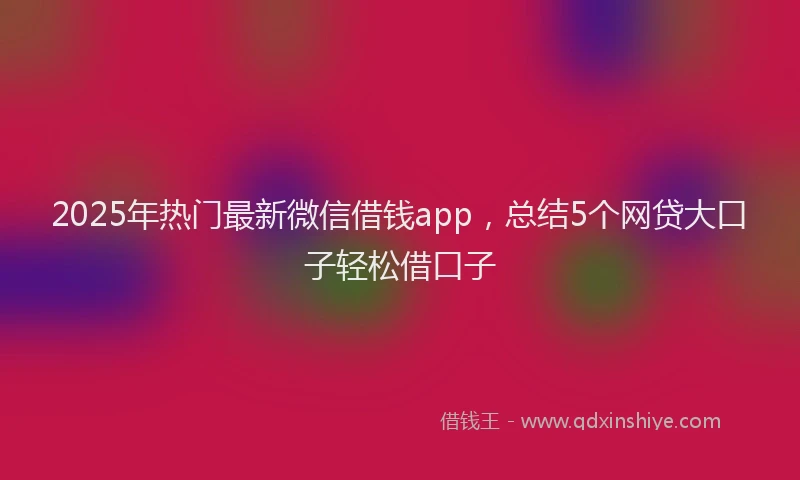 2025年热门最新微信借钱app，总结5个网贷大口子轻松借口子
