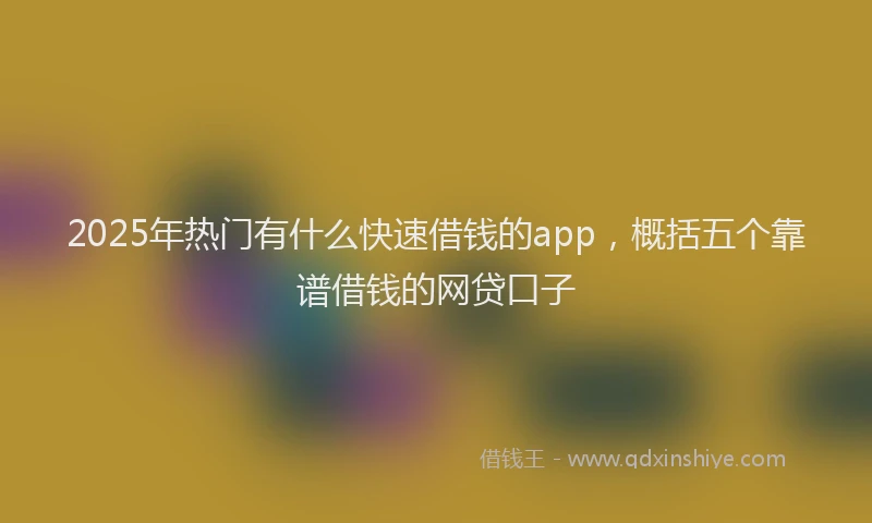2025年热门有什么快速借钱的app，概括五个靠谱借钱的网贷口子