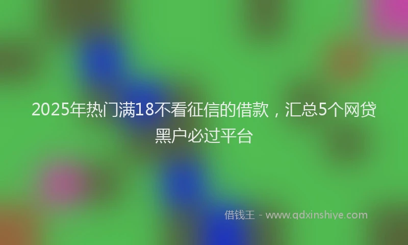 2025年热门满18不看征信的借款，汇总5个网贷黑户必过平台
