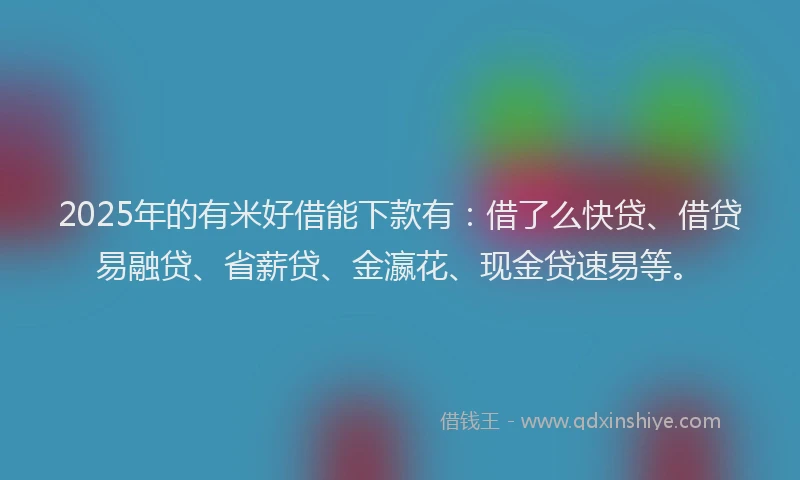 2025年的有米好借能下款有：借了么快贷、借贷易融贷、省薪贷、金瀛花、现金贷速易等。