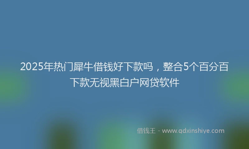 2025年热门犀牛借钱好下款吗，整合5个百分百下款无视黑白户网贷软件