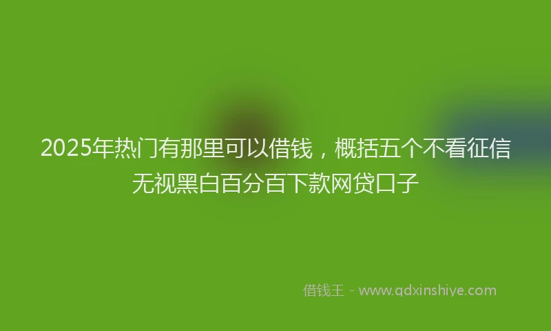 2025年热门有那里可以借钱，概括五个不看征信无视黑白百分百下款网贷口子