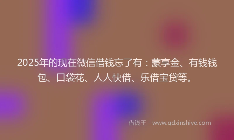 2025年的现在微信借钱忘了有：蒙享金、有钱钱包、口袋花、人人快借、乐借宝贷等。