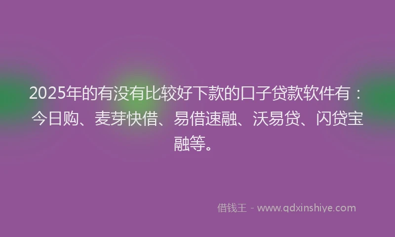 2025年的有没有比较好下款的口子贷款软件有：今日购、麦芽快借、易借速融、沃易贷、闪贷宝融等。