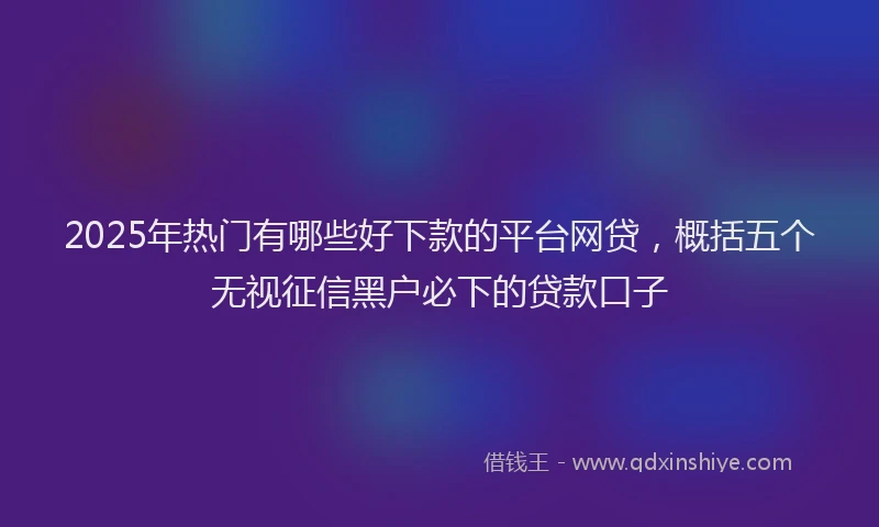 2025年热门有哪些好下款的平台网贷，概括五个无视征信黑户必下的贷款口子