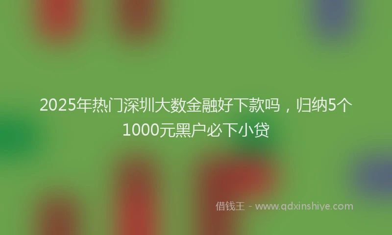 2025年热门深圳大数金融好下款吗，归纳5个1000元黑户必下小贷