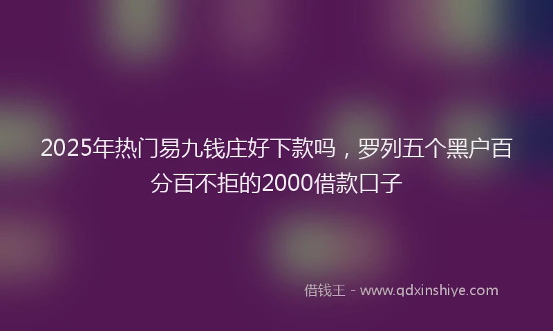 2025年热门易九钱庄好下款吗，罗列五个黑户百分百不拒的2000借款口子