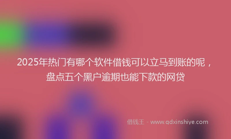 2025年热门有哪个软件借钱可以立马到账的呢，盘点五个黑户逾期也能下款的网贷