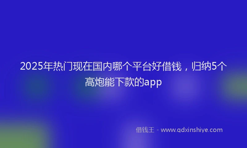 2025年热门现在国内哪个平台好借钱，归纳5个高炮能下款的app