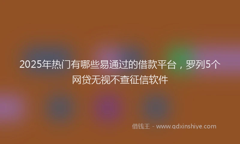 2025年热门有哪些易通过的借款平台，罗列5个网贷无视不查征信软件