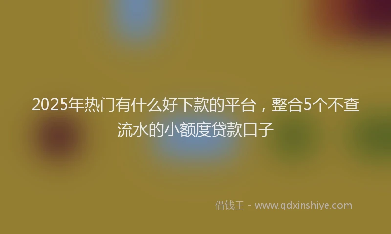 2025年热门有什么好下款的平台，整合5个不查流水的小额度贷款口子
