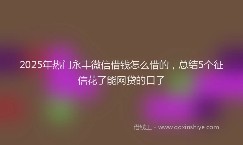 2025年热门永丰微信借钱怎么借的，总结5个征信花了能网贷的口子