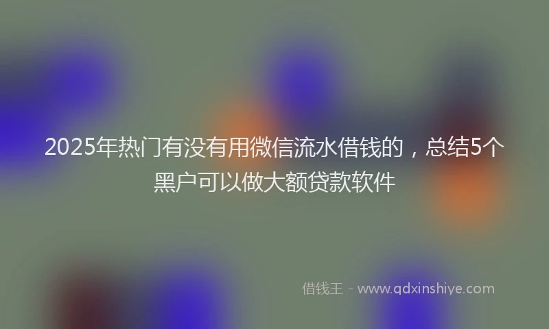 2025年热门有没有用微信流水借钱的，总结5个黑户可以做大额贷款软件