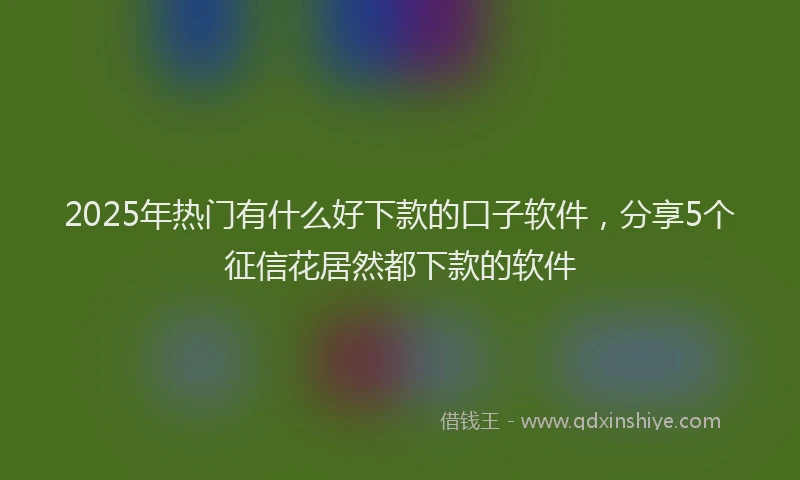2025年热门有什么好下款的口子软件，分享5个征信花居然都下款的软件