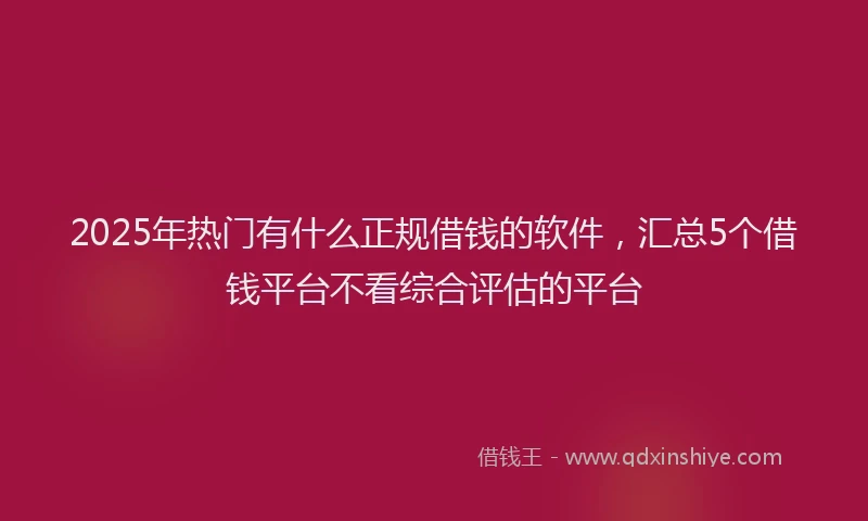 2025年热门有什么正规借钱的软件，汇总5个借钱平台不看综合评估的平台