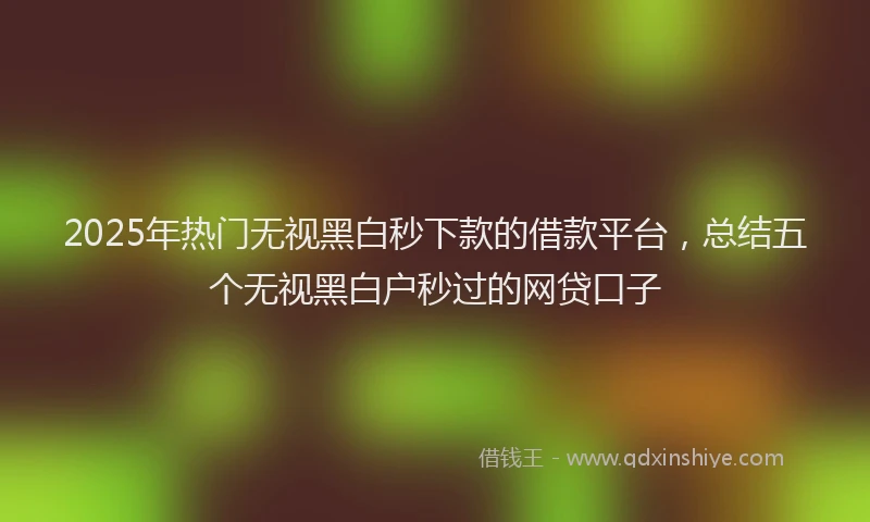 2025年热门无视黑白秒下款的借款平台，总结五个无视黑白户秒过的网贷口子