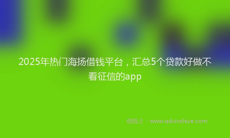 2025年热门海扬借钱平台，汇总5个贷款好做不看征信的app