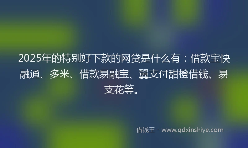 2025年的特别好下款的网贷是什么有：借款宝快融通、多米、借款易融宝、翼支付甜橙借钱、易支花等。