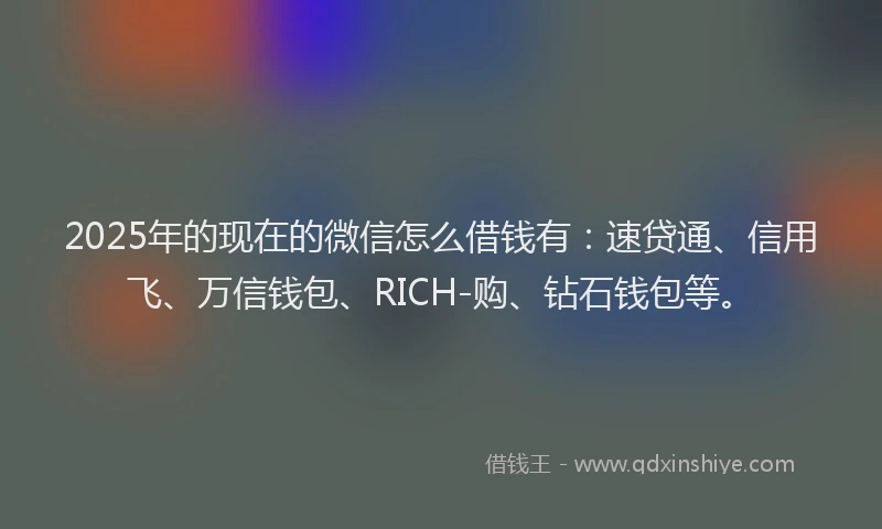 2025年的现在的微信怎么借钱有：速贷通、信用飞、万信钱包、RICH-购、钻石钱包等。