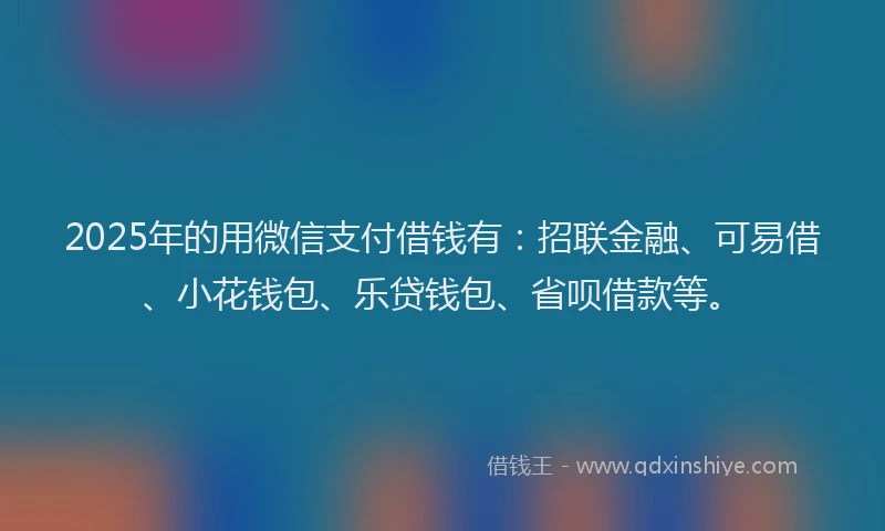 2025年的用微信支付借钱有：招联金融、可易借、小花钱包、乐贷钱包、省呗借款等。