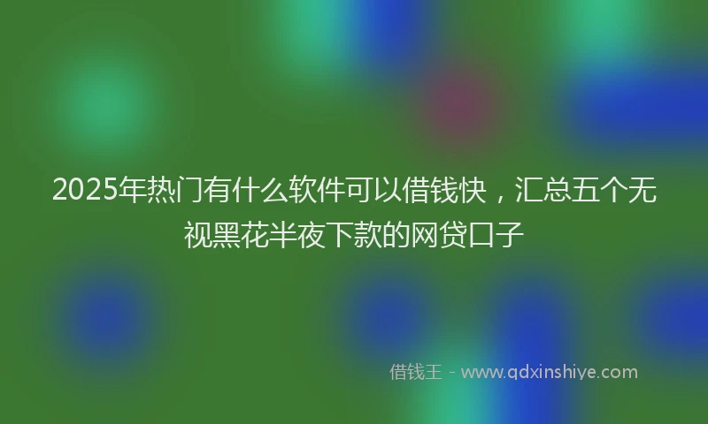 2025年热门有什么软件可以借钱快，汇总五个无视黑花半夜下款的网贷口子