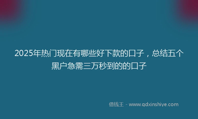 2025年热门现在有哪些好下款的口子，总结五个黑户急需三万秒到的的口子