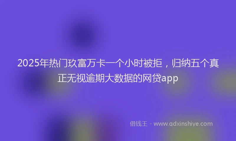 2025年热门玖富万卡一个小时被拒，归纳五个真正无视逾期大数据的网贷app