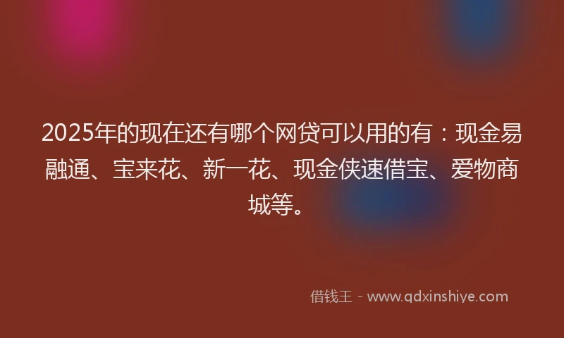 2025年的现在还有哪个网贷可以用的有：现金易融通、宝来花、新一花、现金侠速借宝、爱物商城等。