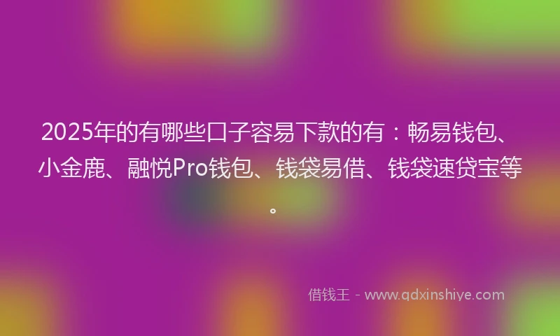 2025年的有哪些口子容易下款的有：畅易钱包、小金鹿、融悦Pro钱包、钱袋易借、钱袋速贷宝等。